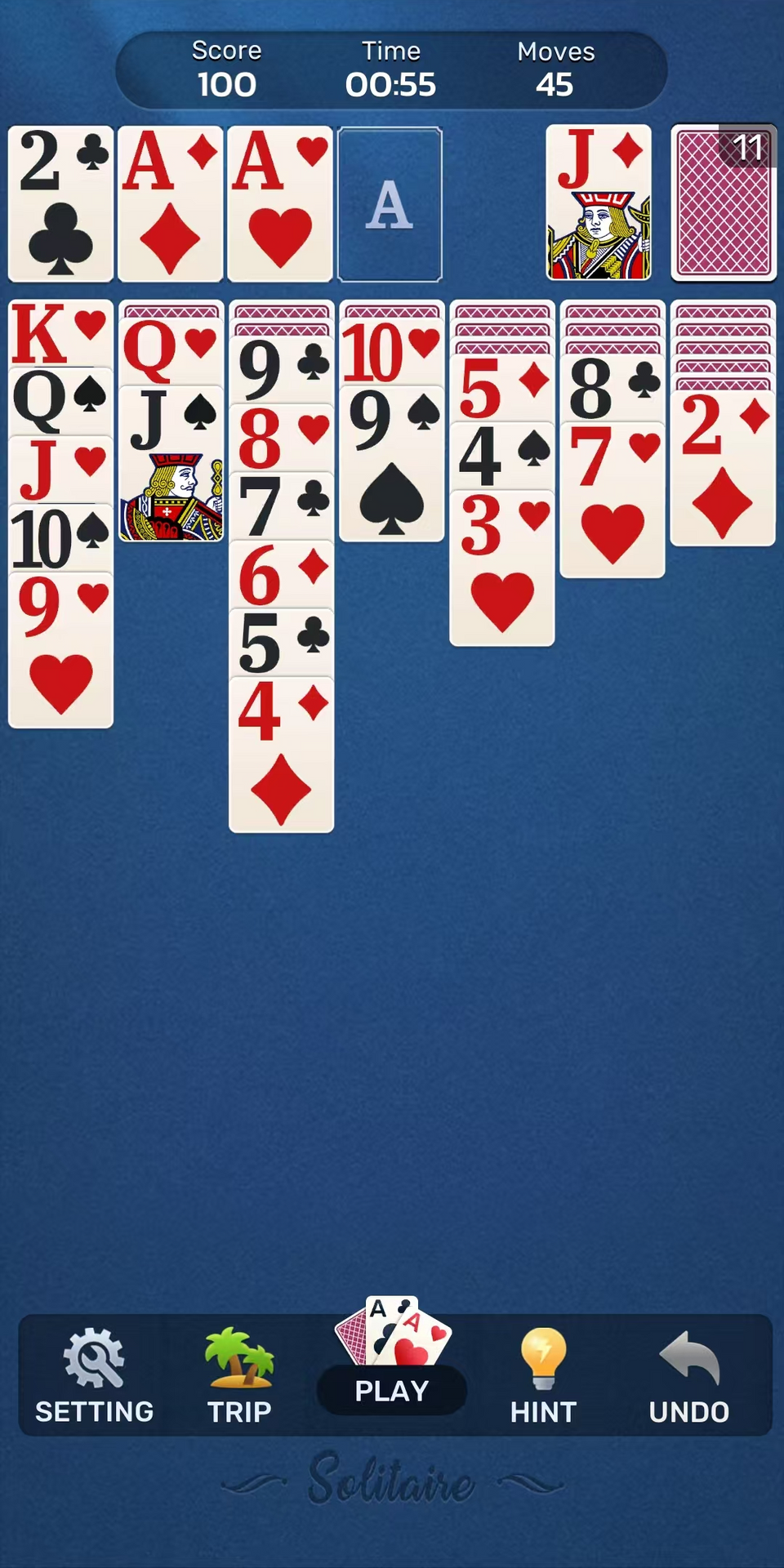 Solitaire Now game screen